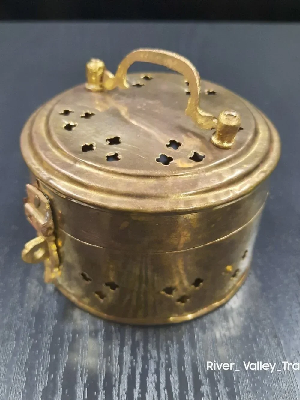 Vintage Brass Cricket Cage Keeper Pierced Clover Cutouts Hand Made Trinket Box